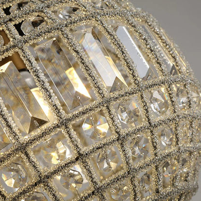 Crystal Globe Pendant Light French Country Brass Finish | Zorevia