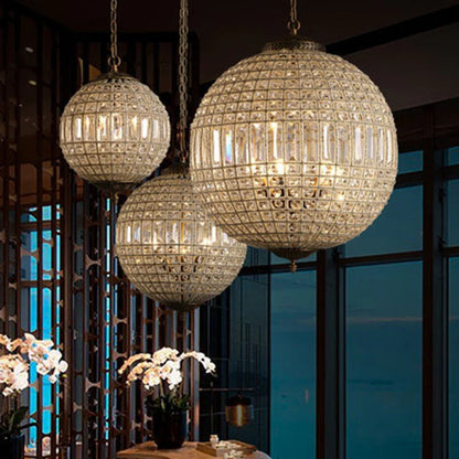 Crystal Globe Pendant Light French Country Brass Finish | Zorevia