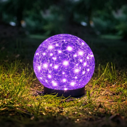 Decorative Cracked Glass Solar LED Garden Globe Light | Sunluma