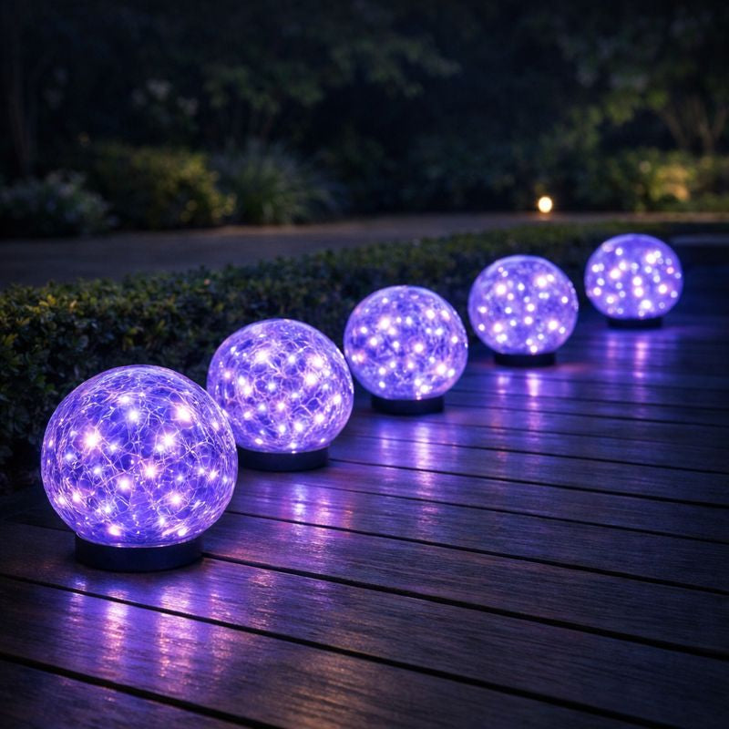 Decorative Cracked Glass Solar LED Garden Globe Light | Sunluma