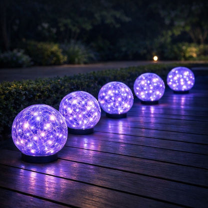 Decorative Cracked Glass Solar LED Garden Globe Light | Sunluma