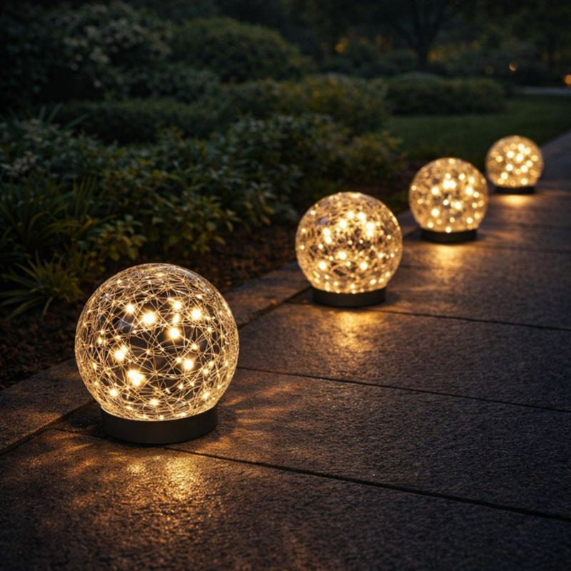 Decorative Cracked Glass Solar LED Garden Globe Light | Sunluma