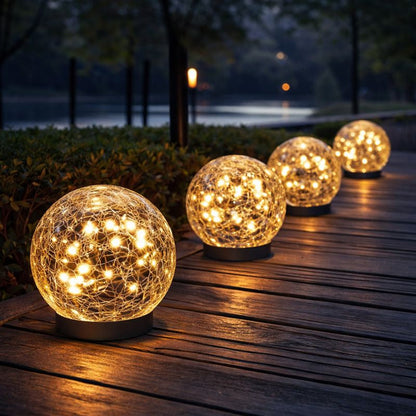 Decorative Cracked Glass Solar LED Garden Globe Light | Sunluma