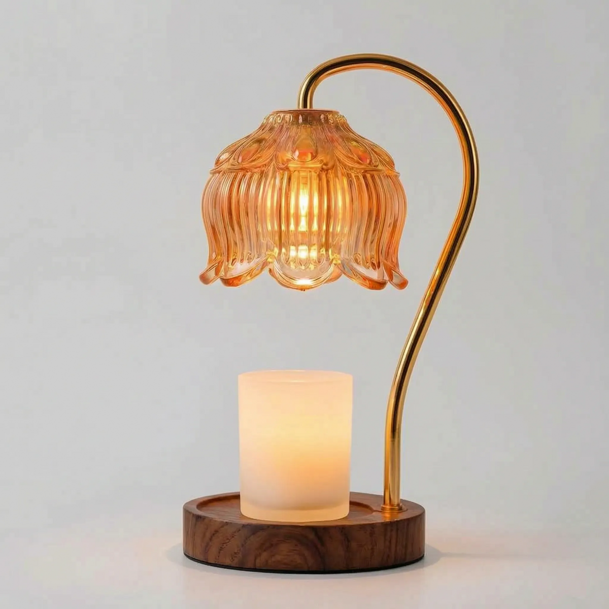 Dimmable Candle Warmer Lamp with Glass Petal Shade