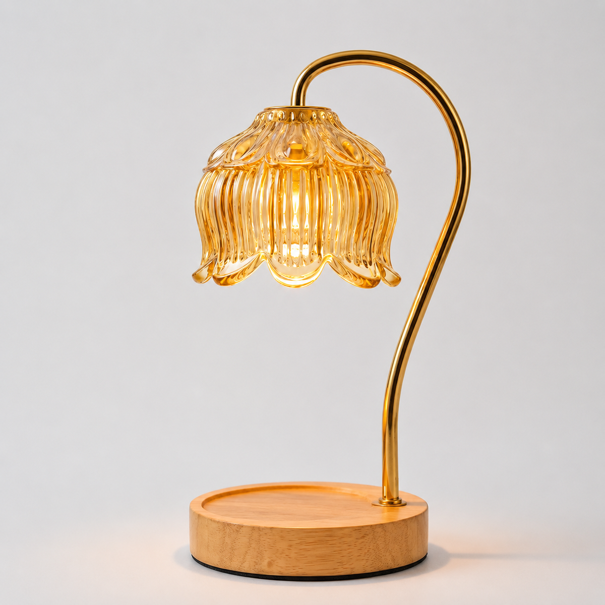 Dimmable Candle Warmer Lamp with Glass Petal Shade