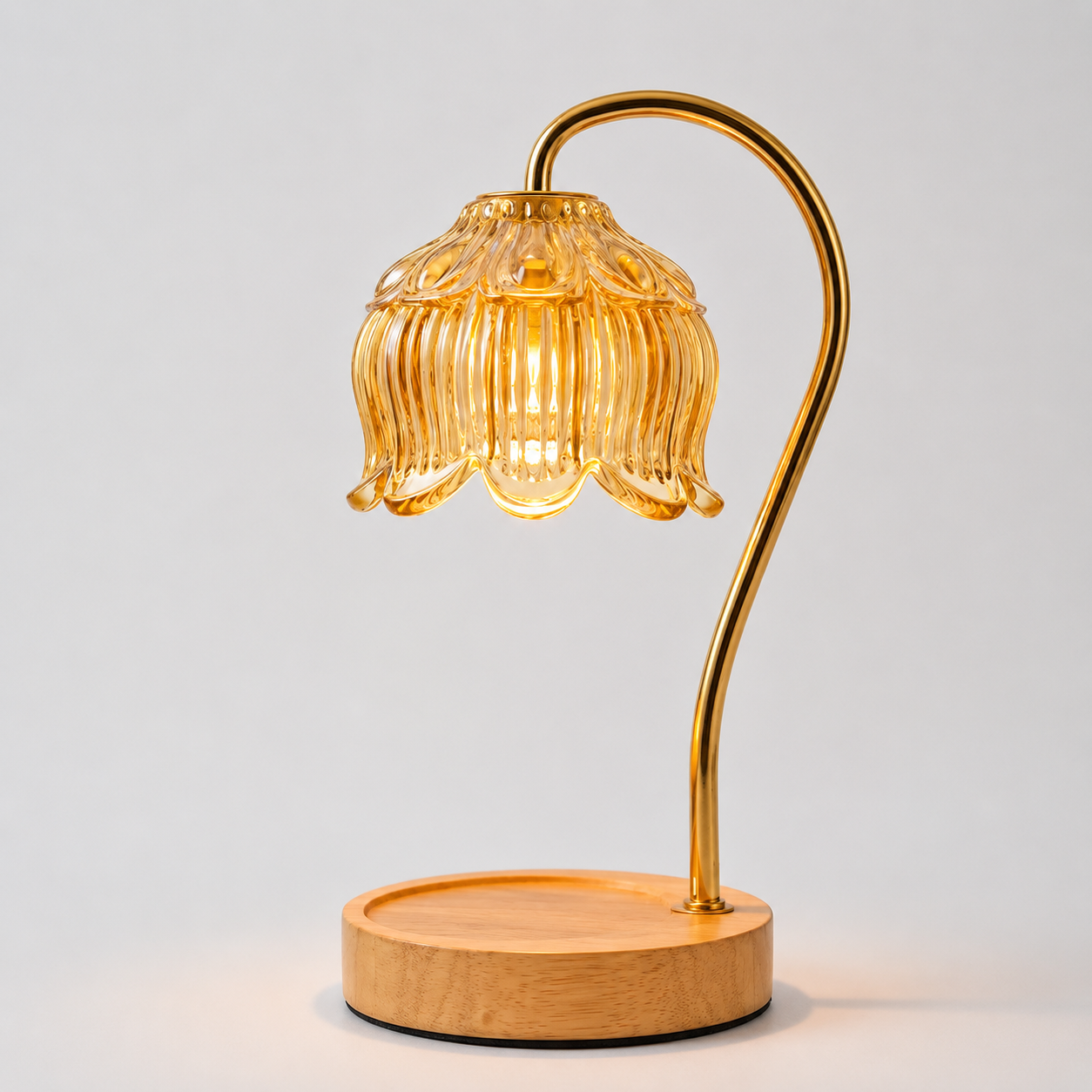 Dimmable Candle Warmer Lamp with Glass Petal Shade
