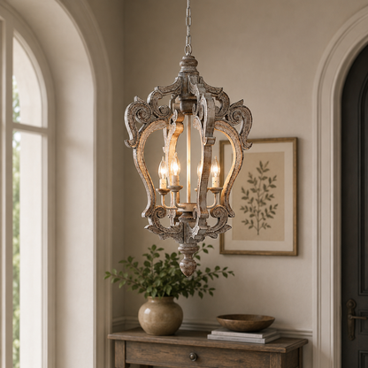 Distressed Wood Pendant Light Rustic Hanging Design | Torvica