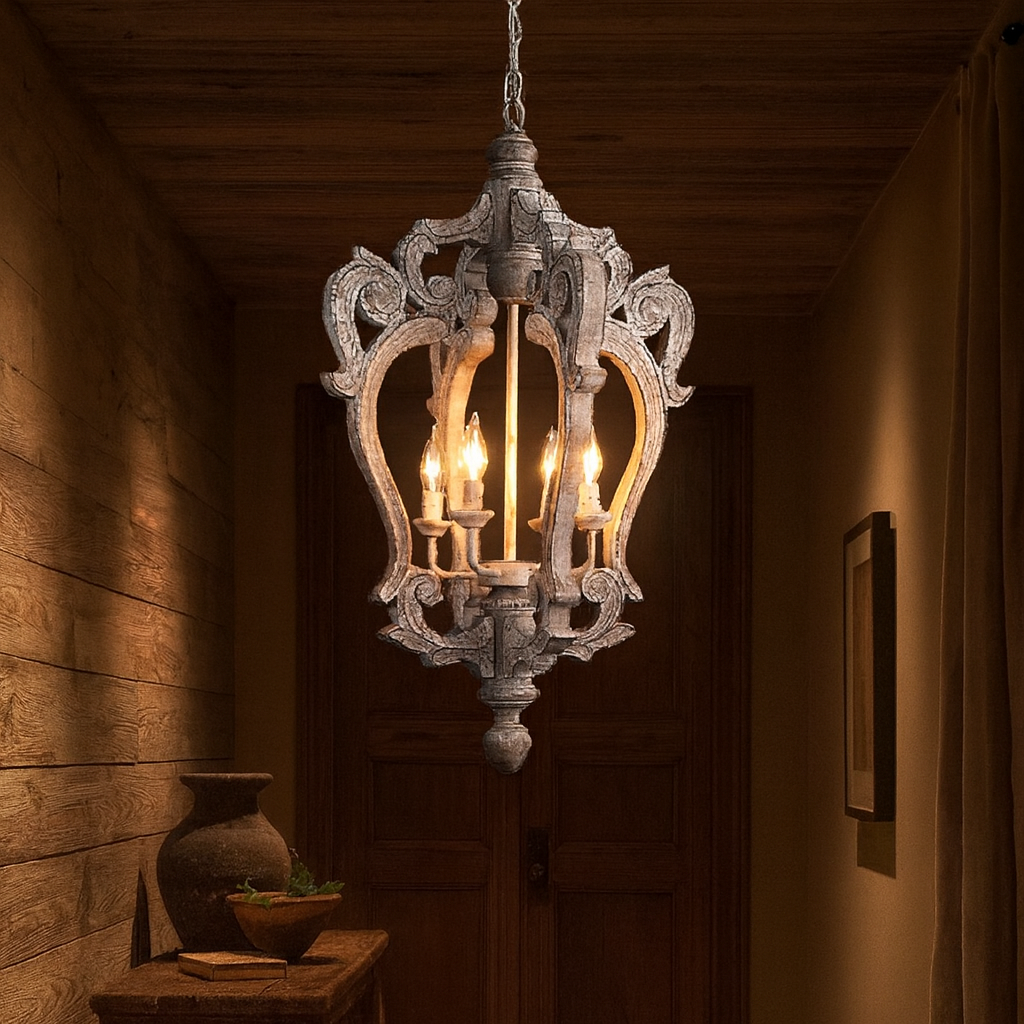 Distressed Wood Pendant Light Rustic Hanging Design | Torvica