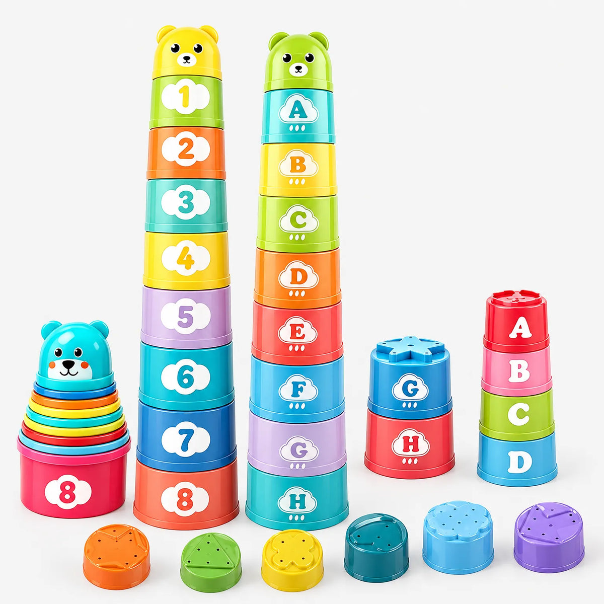 Educational Stacking Cups with Numbers and Letters for Kids