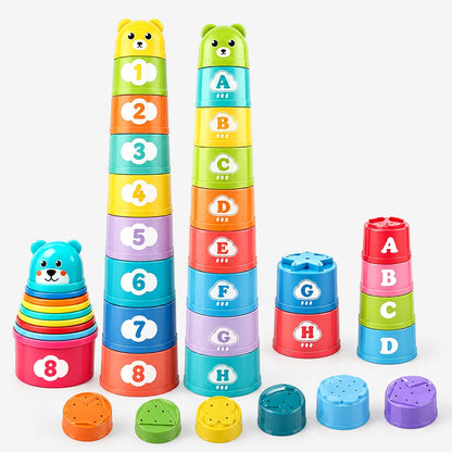 Educational Stacking Cups with Numbers and Letters for Kids