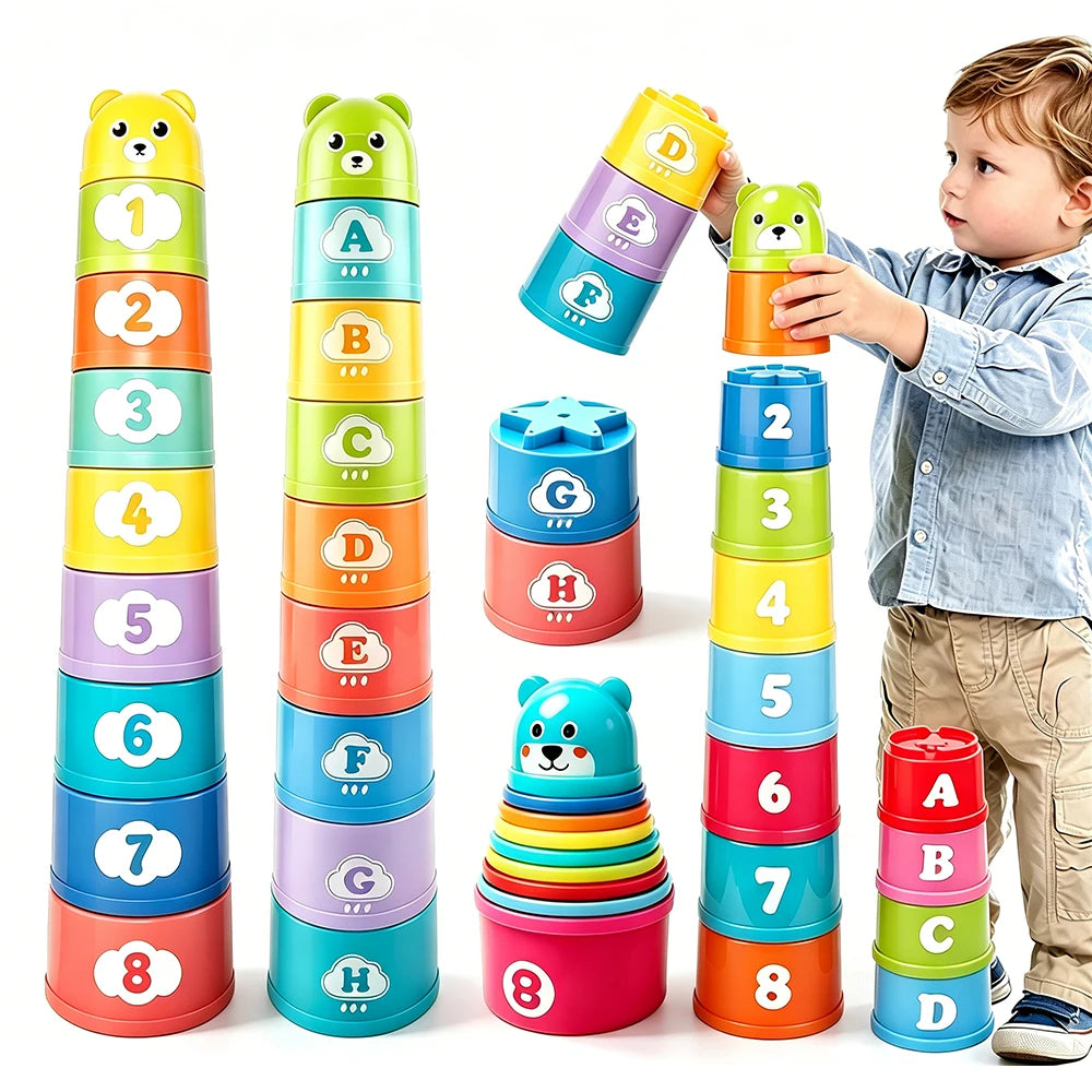 Educational Stacking Cups with Numbers and Letters for Kids