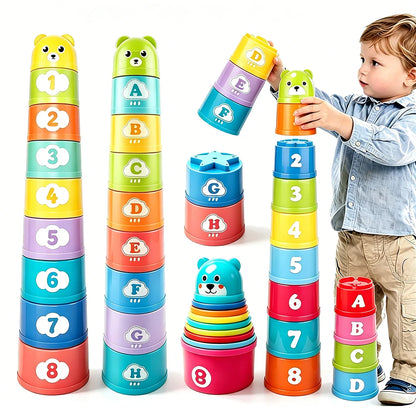 Educational Stacking Cups with Numbers and Letters for Kids