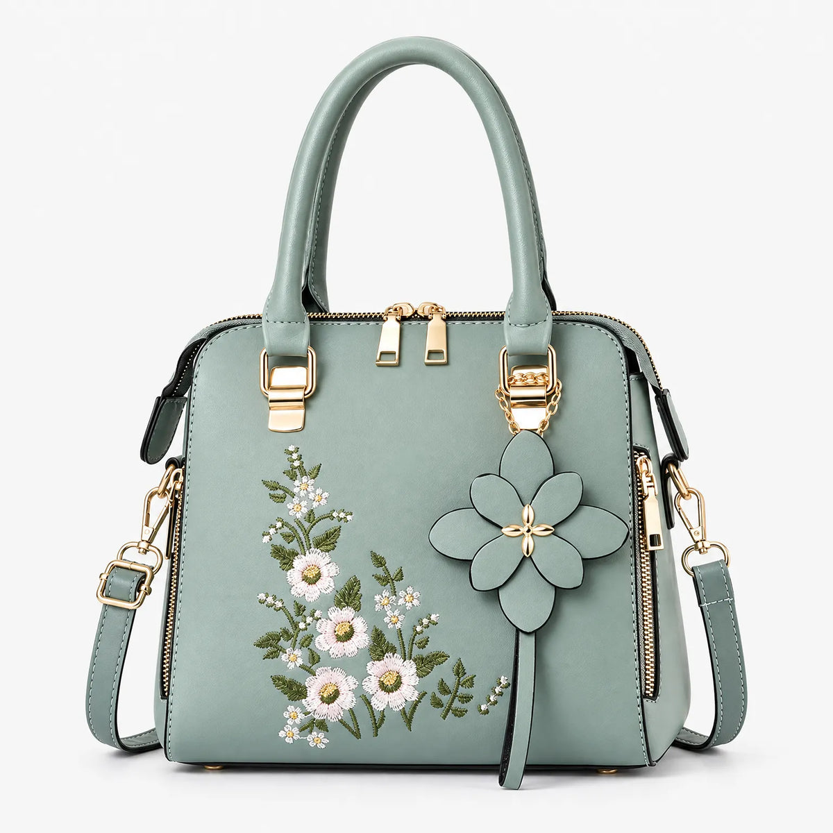Embroidered Zip Tote Bag
