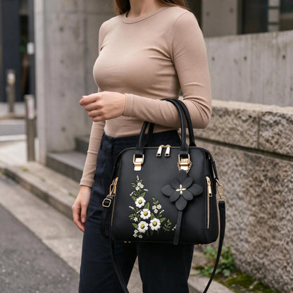 Embroidered Zip Tote Bag