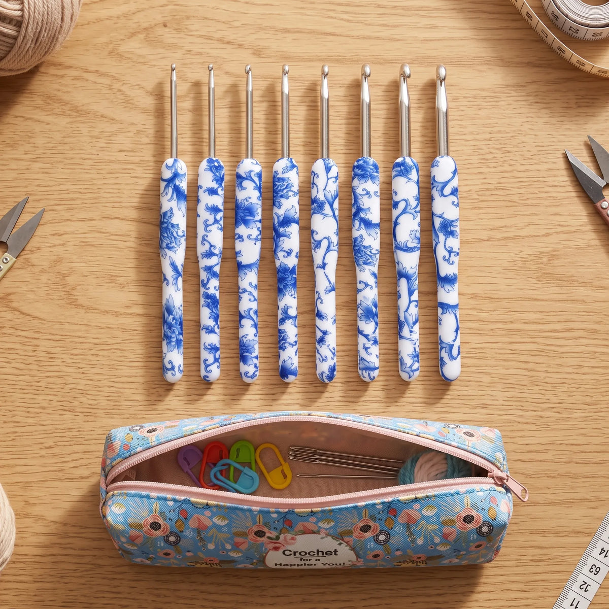 Ergonomic Floral Handle Crochet Hooks Set