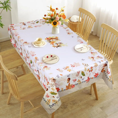 Fall Tablecloth with Autumn Leaves for Thanksgiving