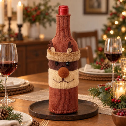 Festive Christmas Wine Bottle Cover