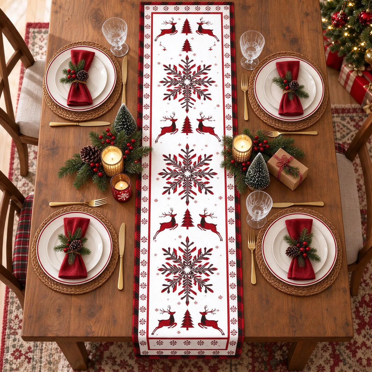 Festive Santa Christmas Table Runner