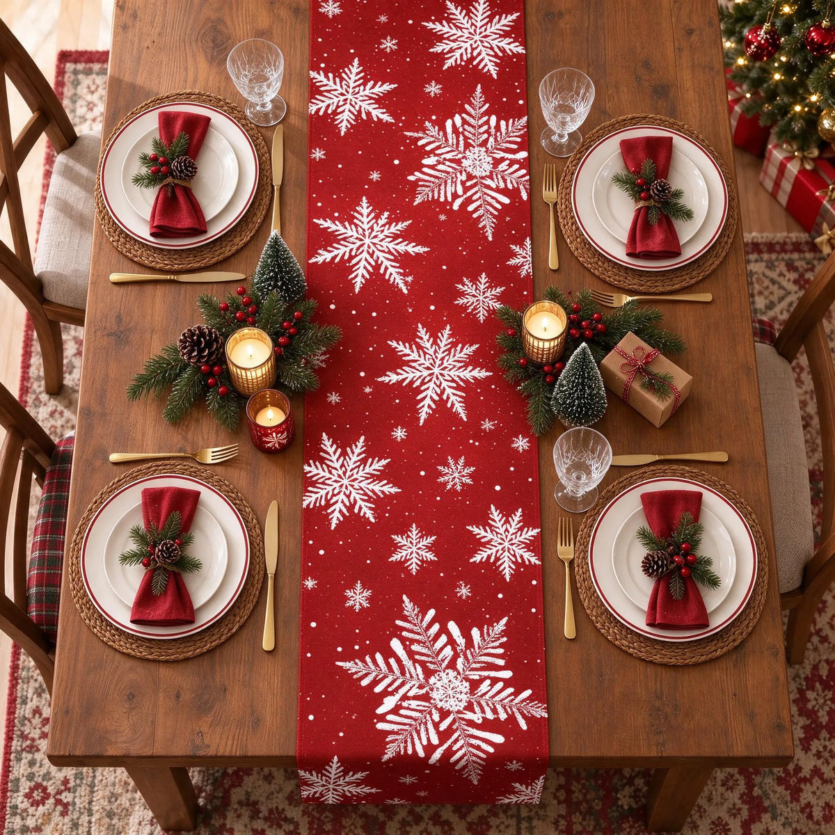 Festive Santa Christmas Table Runner