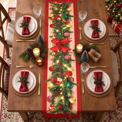 Festive Santa Christmas Table Runner