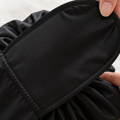 Flat Lay Drawstring Cosmetic Bag