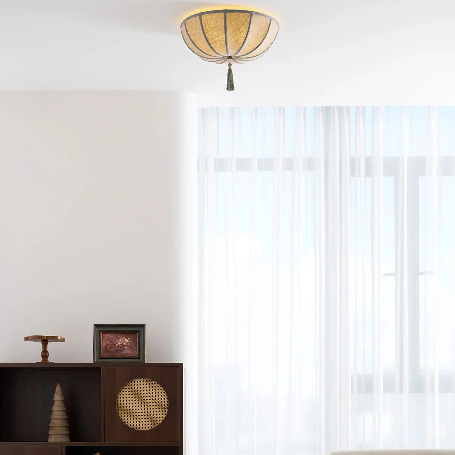 Floral Fabric Shade Ceiling Light Fixture Design | Lumevyn
