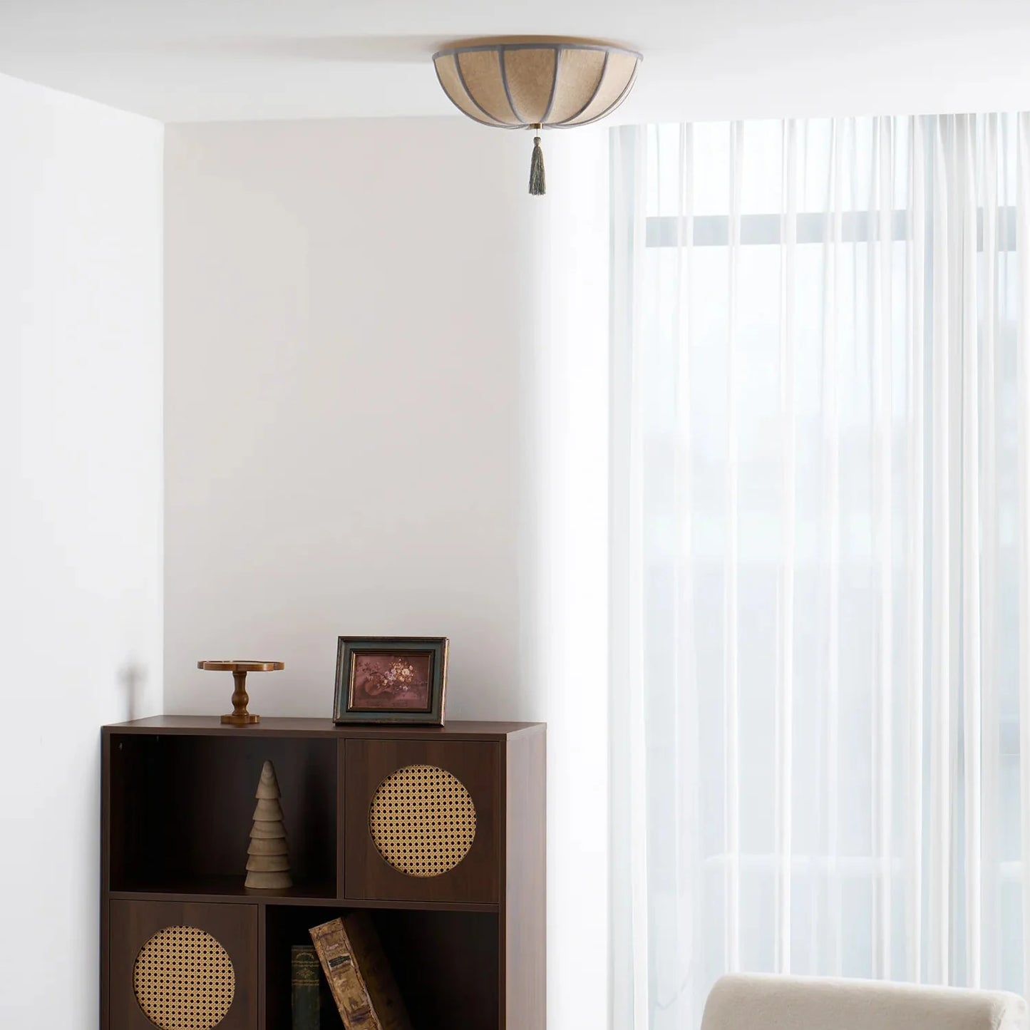 Floral Fabric Shade Ceiling Light Fixture Design | Lumevyn