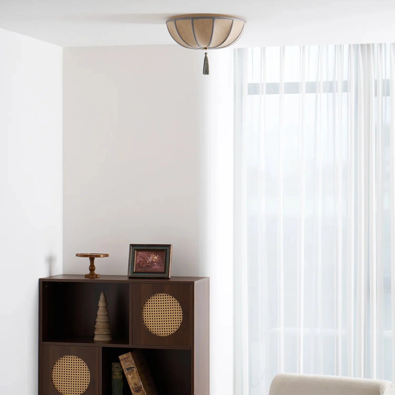 Floral Fabric Shade Ceiling Light Fixture Design | Lumevyn