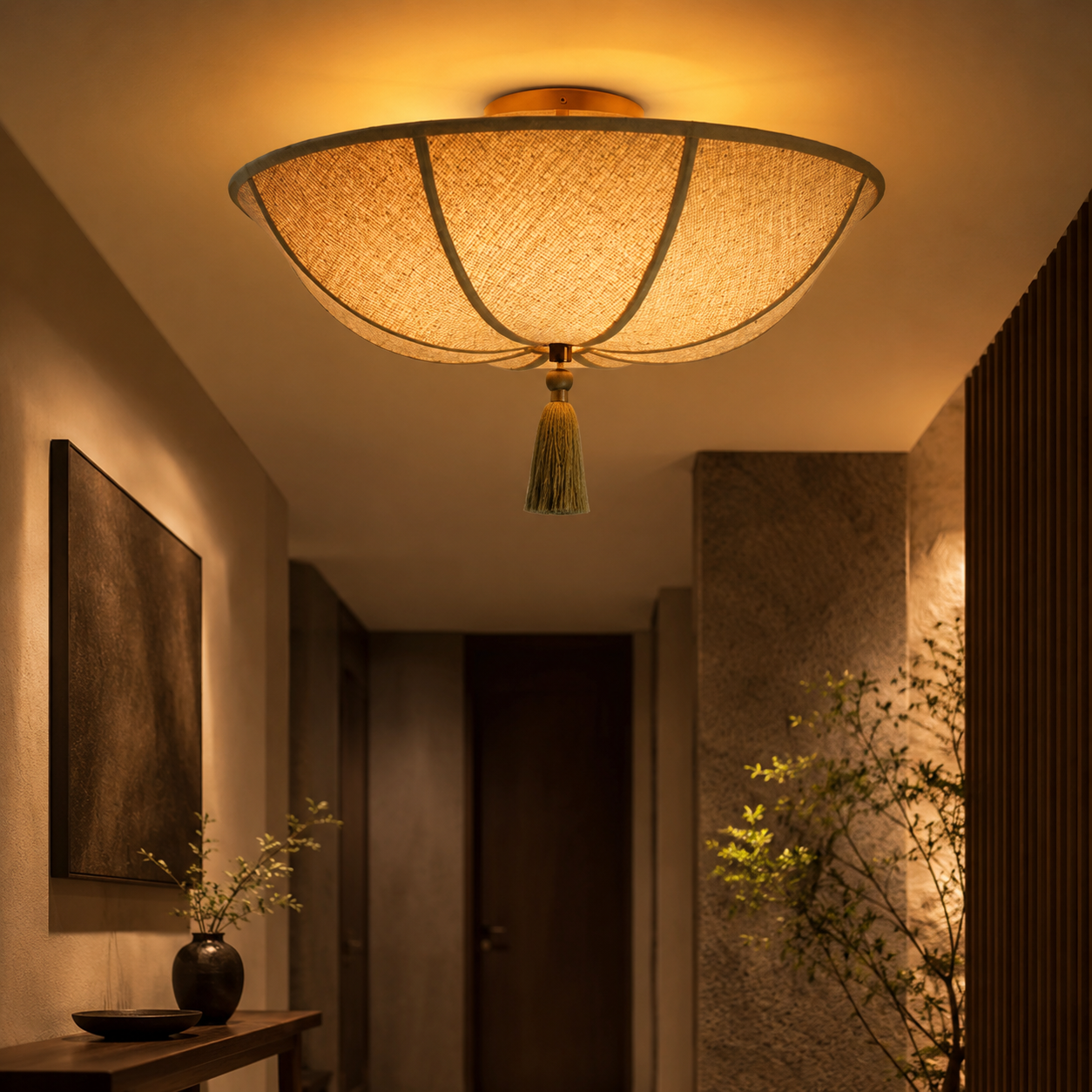 Floral Fabric Shade Ceiling Light Fixture Design | Lumevyn