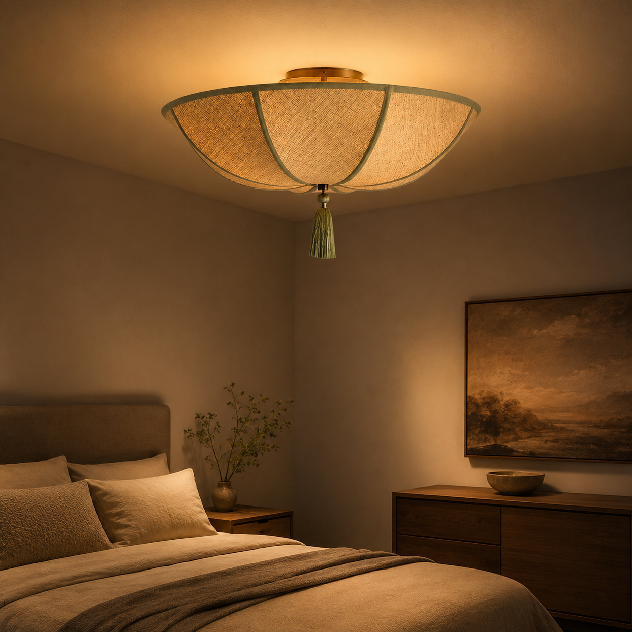 Floral Fabric Shade Ceiling Light Fixture Design | Lumevyn
