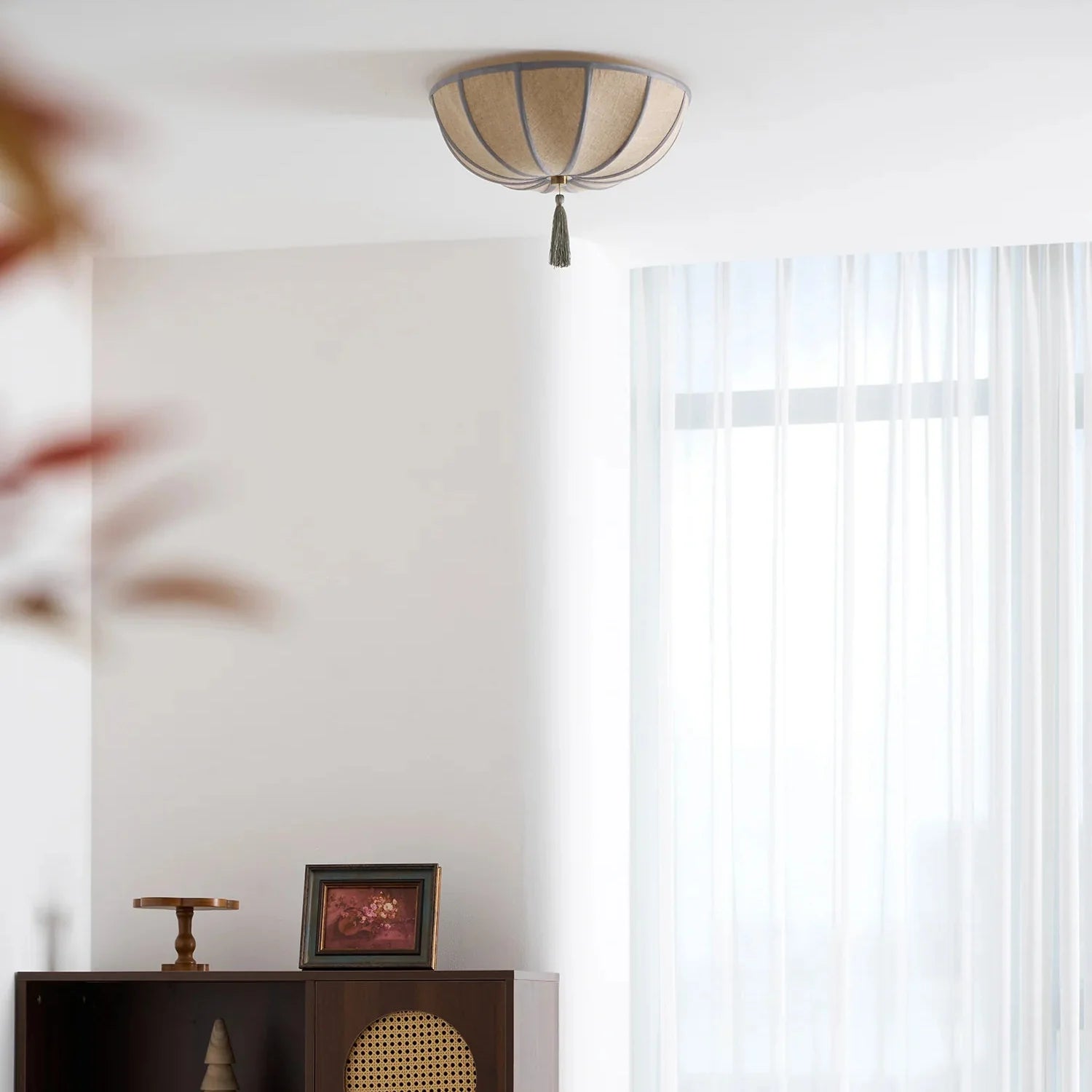 Floral Fabric Shade Ceiling Light Fixture Design | Lumevyn
