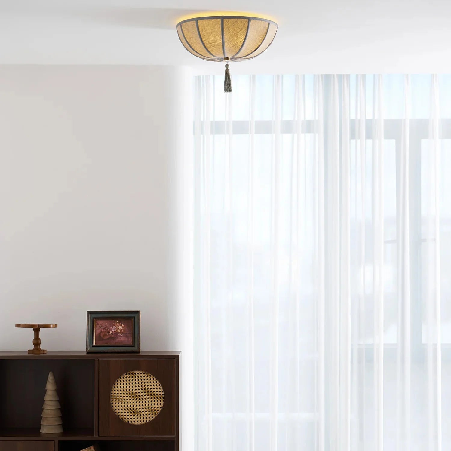 Floral Fabric Shade Ceiling Light Fixture Design | Lumevyn