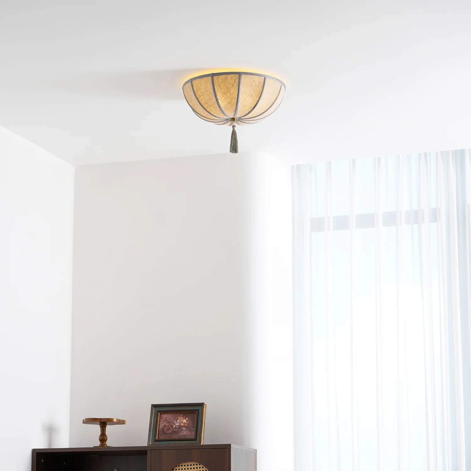 Floral Fabric Shade Ceiling Light Fixture Design | Lumevyn