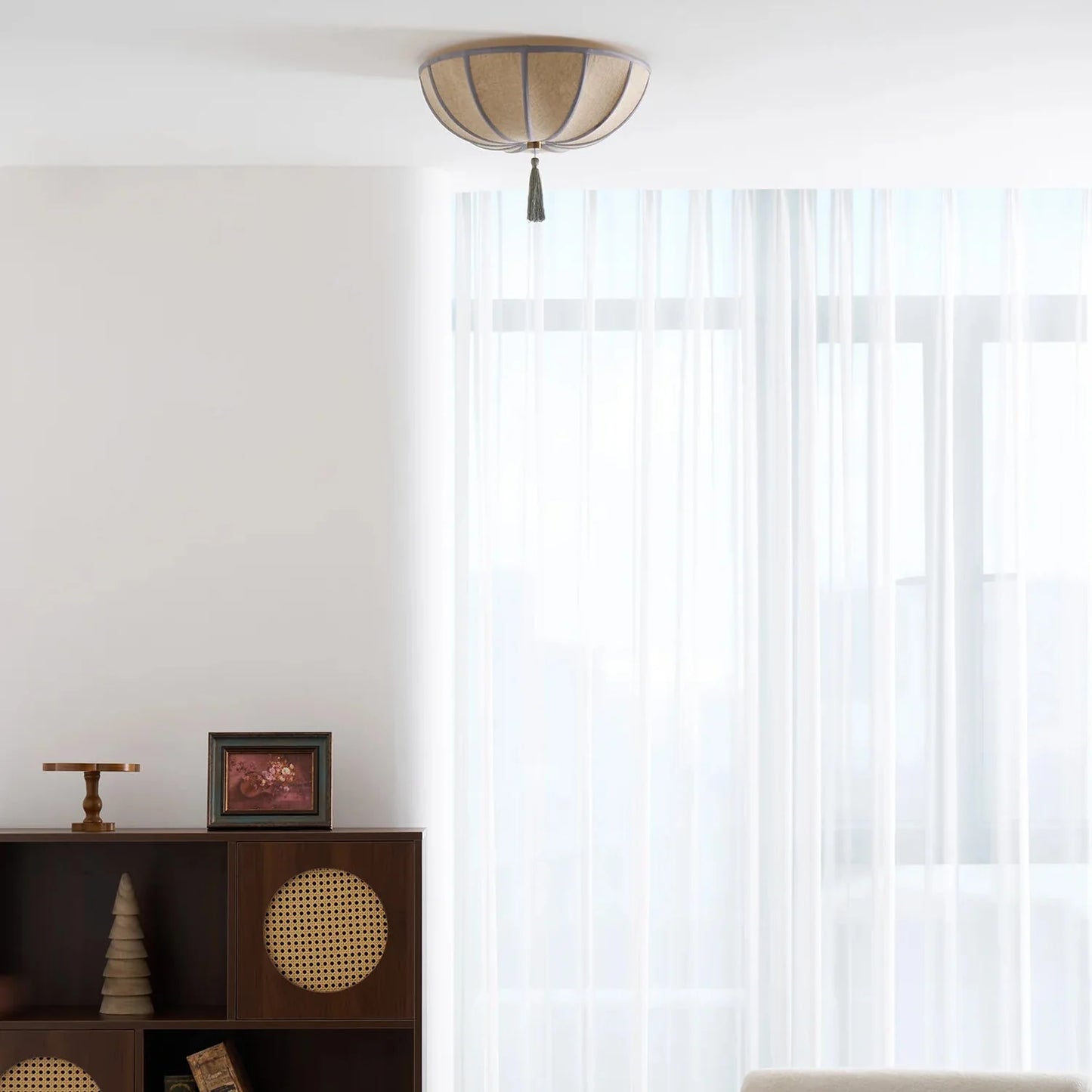 Floral Fabric Shade Ceiling Light Fixture Design | Lumevyn