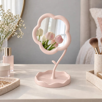Flower Shaped Vanity Mirror with Storage Base