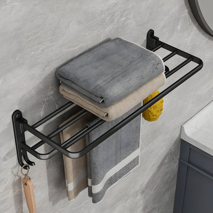 FoldRack | Wall Mounted Towel Rack in Black Aluminum 0