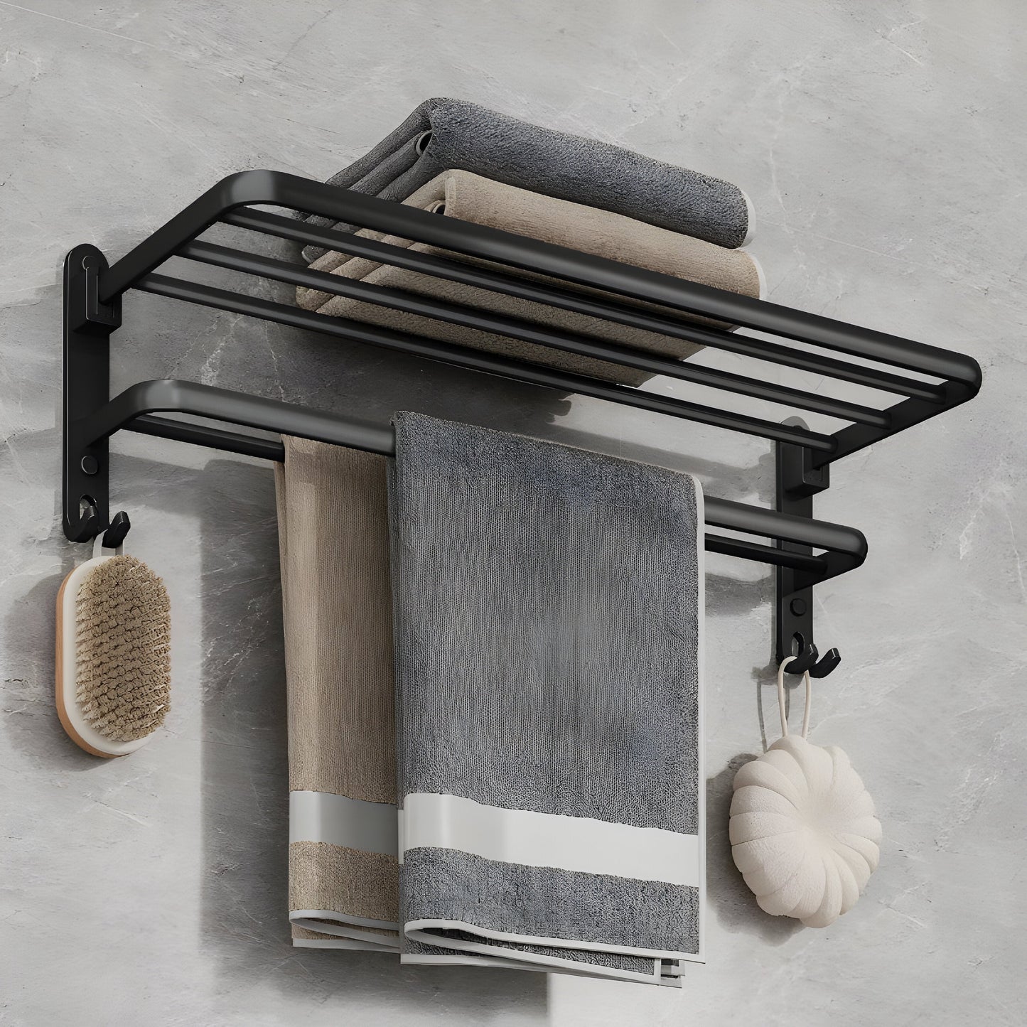 FoldRack | Wall Mounted Towel Rack in Black Aluminum 4