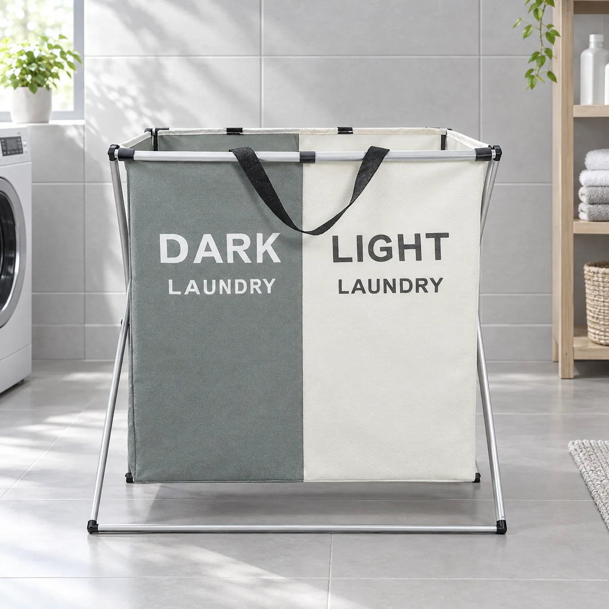 Foldable Fabric Laundry Sorter with Metal Frame