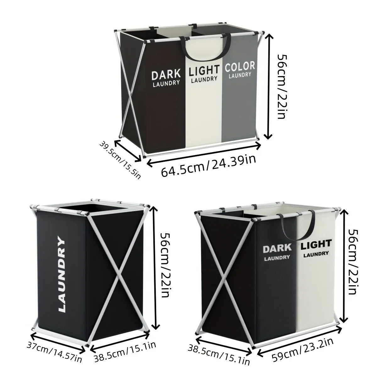 Foldable Fabric Laundry Sorter with Metal Frame