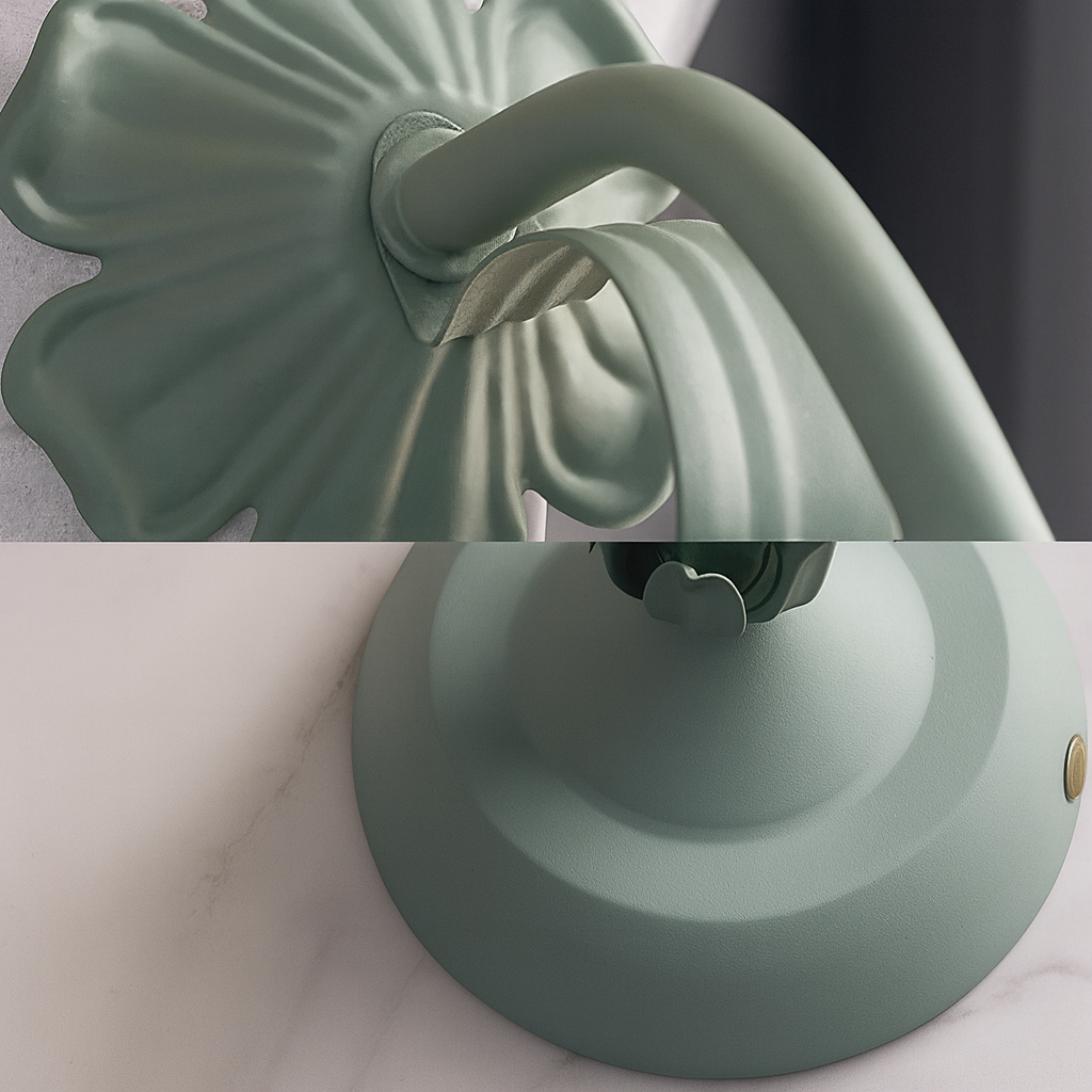 French Flower Table Lamp with Metal Base Vintage Style | Draxilo