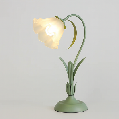 French Flower Table Lamp with Metal Base Vintage Style | Draxilo