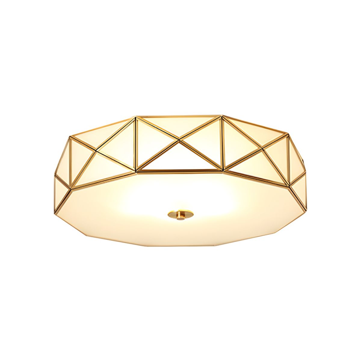 Frosted Glass Drum Ceiling Light Vintage Brass | Aveniq