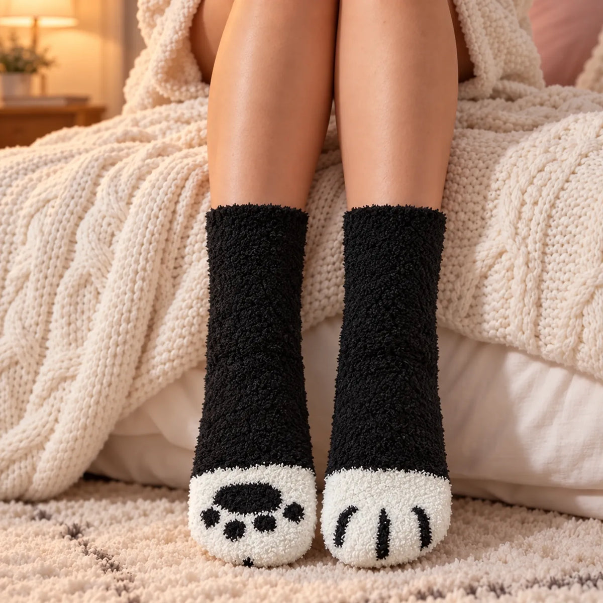Fuzzy Women's Cat Paw Socks