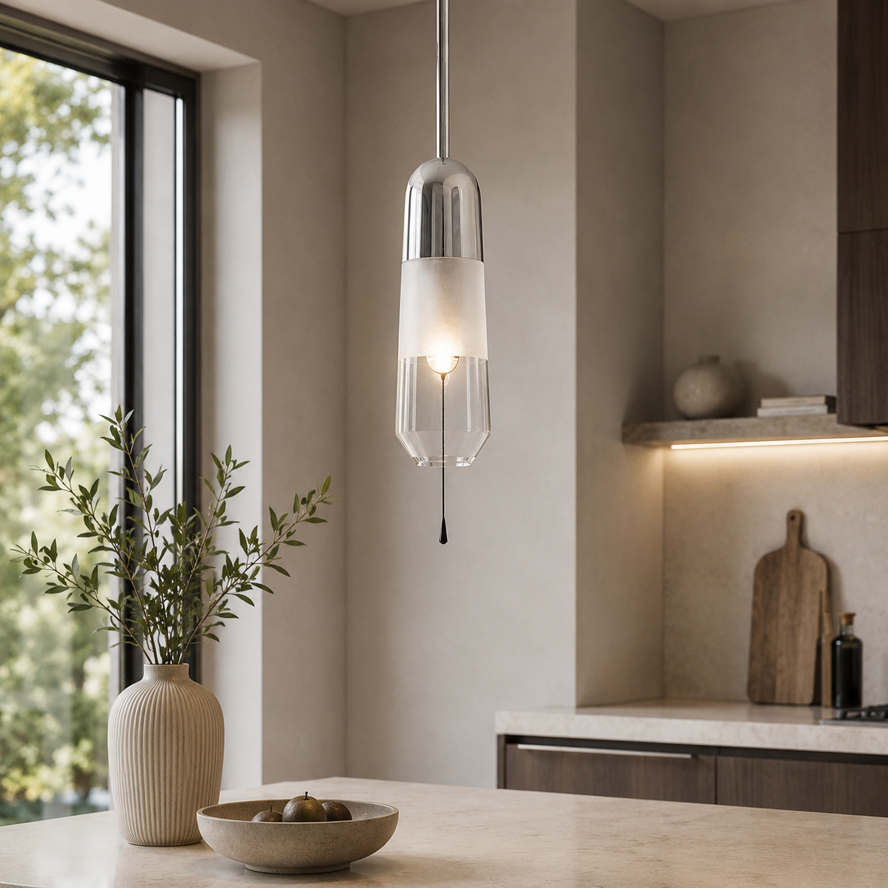 Glass Shade Pendant Light Modern Bedside Lighting | Zyvera