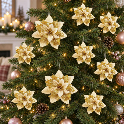 Glitter Christmas Tree Flower Ornaments