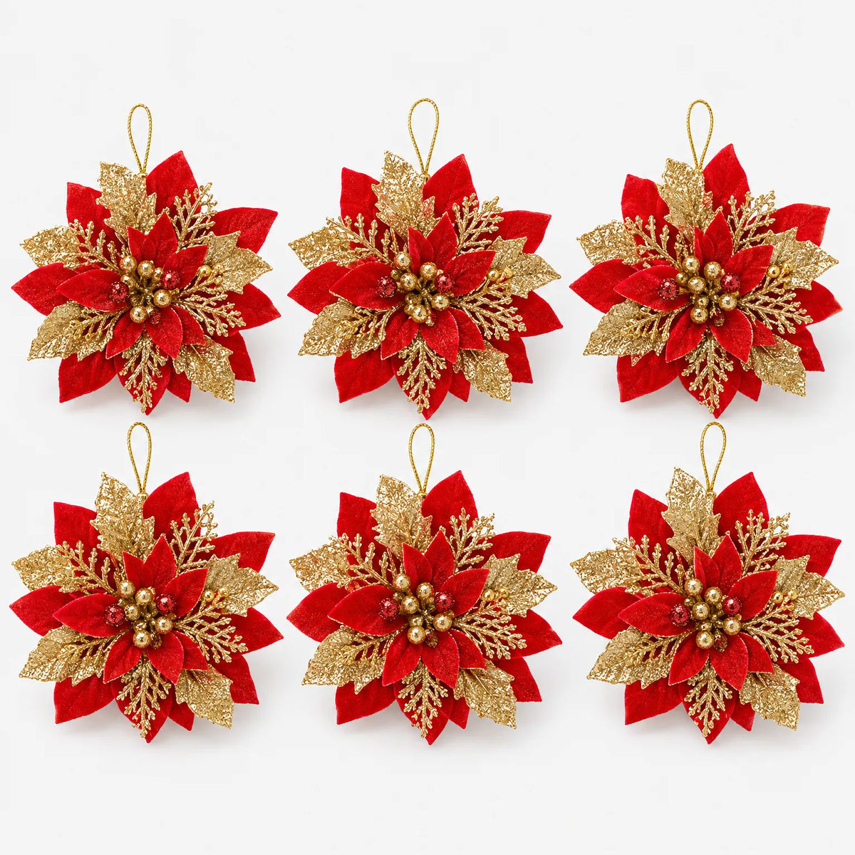 Glitter Christmas Tree Flower Ornaments