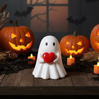 Halloween Ghost Figurine With Red Heart Decoration
