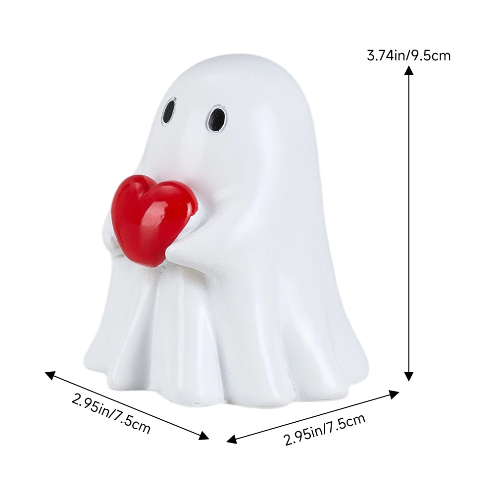 Halloween Ghost Figurine With Red Heart Decoration