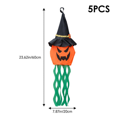 Halloween Hanging Pumpkin Witch Decorations with LED Lights Set of 5