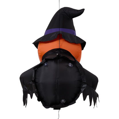 Halloween Inflatable Pumpkin Witch Window Decoration with LED Lights